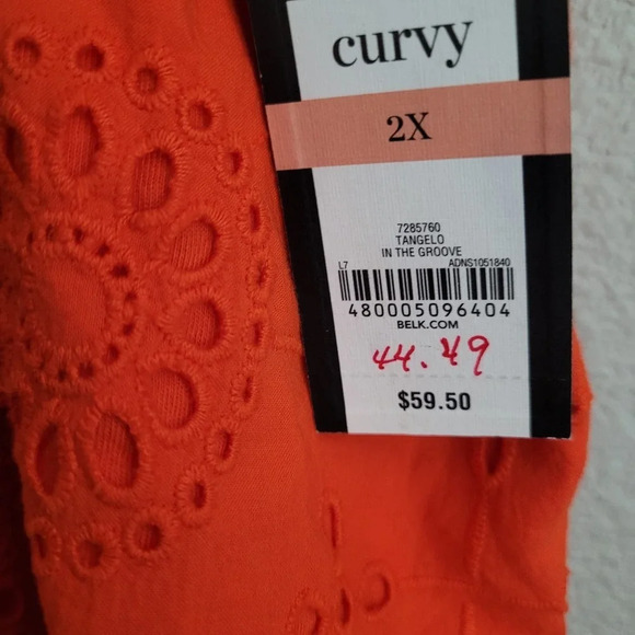 Crown & Ivy Blouse Top Women's Size 2X Orange Cotton Sleeveless Round Neck NEW - Picture 5 of 9